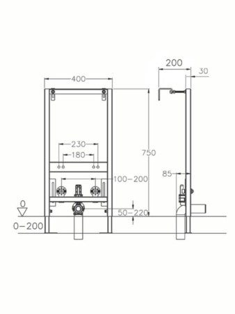 Инсталляция для биде Agger ABB400 без кнопки